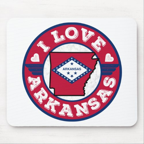 I Love Arkansas State Map and Flag Mouse Pad