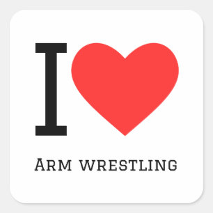 I love arm wrestling square sticker