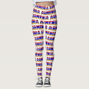 I Love Armenia Flag Colors Typography Pattern Cute Leggings