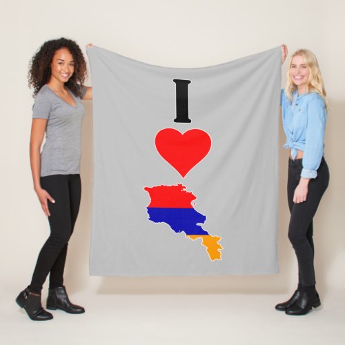 I Love Armenia Vertical I Heart Armenia Country Fleece Blanket