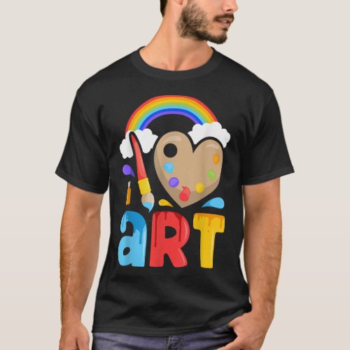 I Love Art Artist Painter Colorful PaintingKids Gi T_Shirt