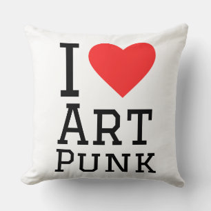 I love art punk square sticker throw pillow