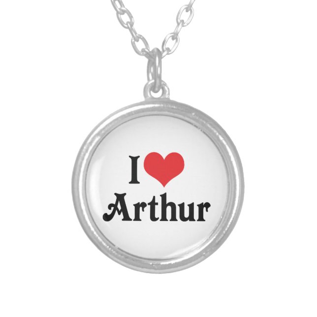 I Love Arthur Silver Plated Necklace (Front)