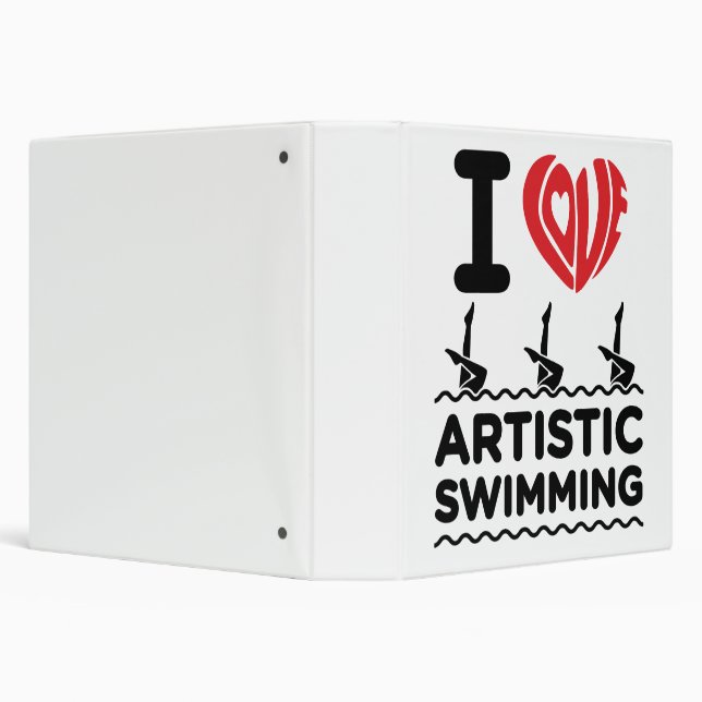 I Love Artistic Swimming Synchro Swimmer 3 Ring Binder (Background)