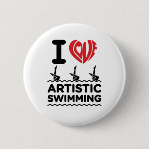 I Love Artistic Swimming Synchro Swimmer Button