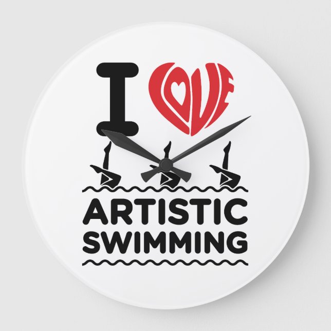 I Love Artistic Swimming Synchro Swimmer Large Clock (Front)