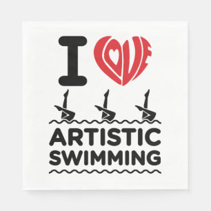 I Love Artistic Swimming Synchro Swimmer Napkins