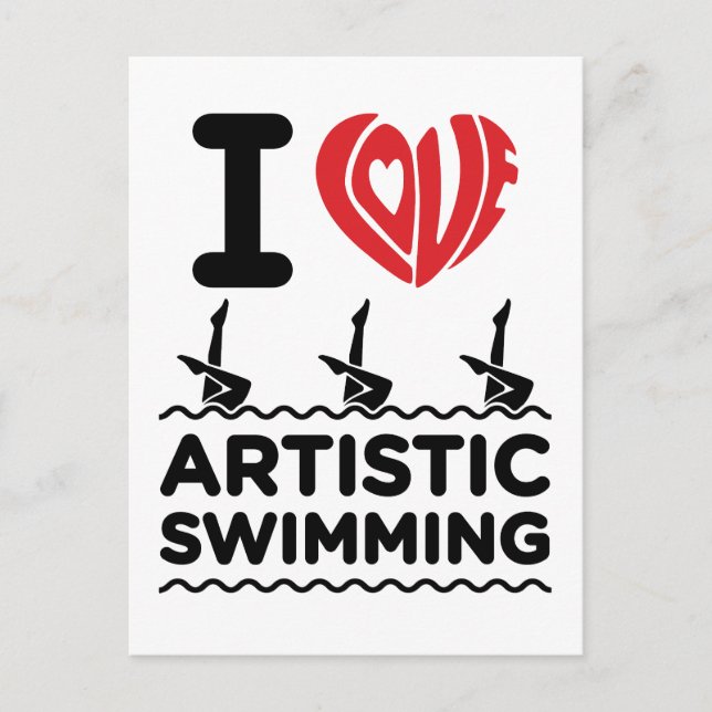 I Love Artistic Swimming Synchro Swimmer Postcard (Front)