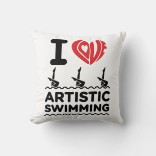 I Love Artistic Swimming Synchro Swimmer Throw Pillow
