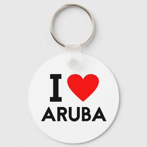 i love Aruba country nation heart symbol text Keychain