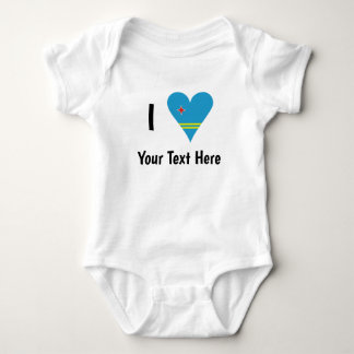 I Love (Aruba Heart Flag) Personalized Baby Bodysuit