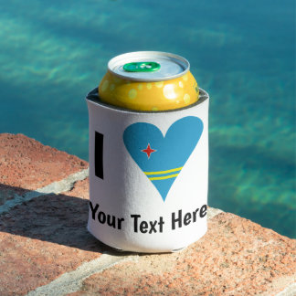 I Love (Aruba Heart Flag) Personalized Can Cooler