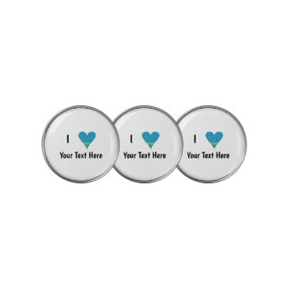I Love (Aruba Heart Flag) Personalized Golf Ball Marker