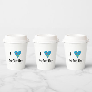 I Love (Aruba Heart Flag) Personalized Paper Cups