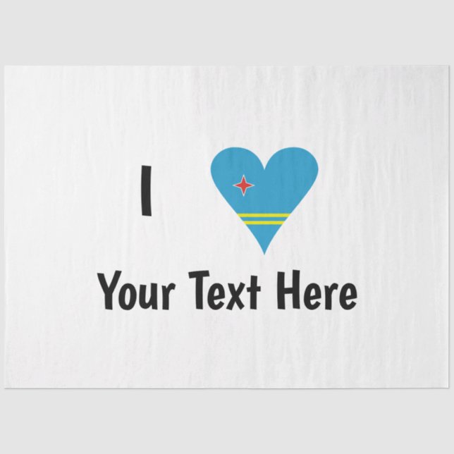 I Love (Aruba Heart Flag) Personalized  Tissue Paper (Front)
