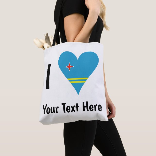 I Love (Aruba Heart Flag) Personalized  Tote Bag (Close Up)