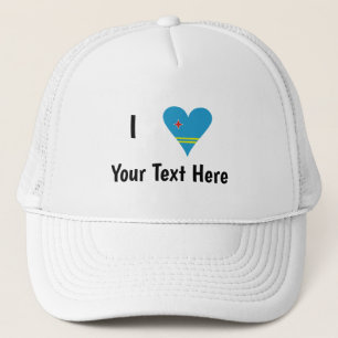 I Love (Aruba Heart Flag) Personalized  Trucker Hat