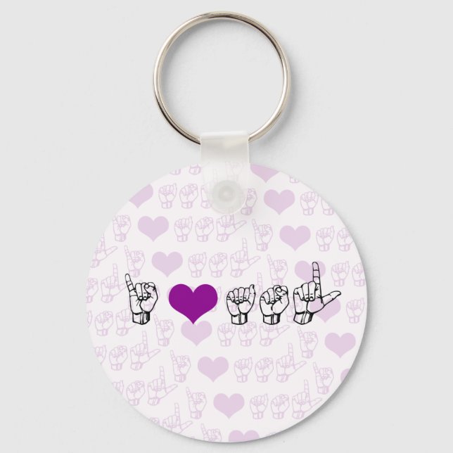 I Love ASL (American Sign Language) Keychain (Front)