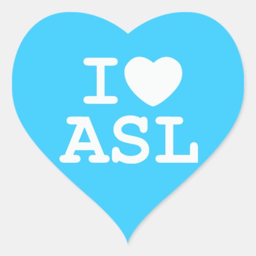 I Love ASL Color Heart Sticker
