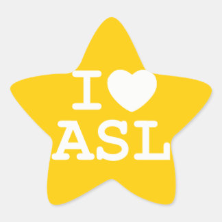 I Love ASL (Color) Star Sticker