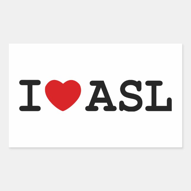 I Love ASL Rectangular Sticker (Front)