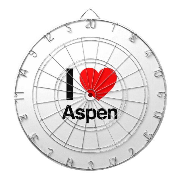 i love aspen dartboard with darts (Front)