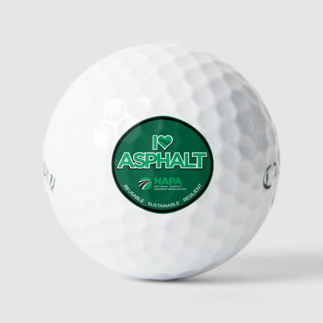 I Love Asphalt Golf Balls (Front)