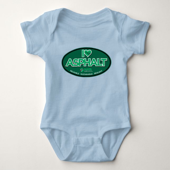 I Love Asphalt One-Piece Baby Bodysuit - Blue (Front)