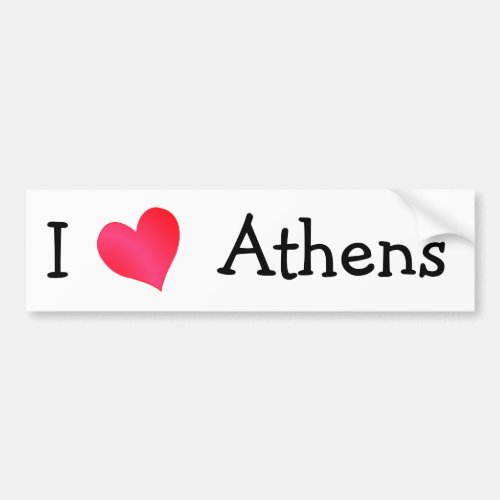 I Love Athens Bumper Sticker