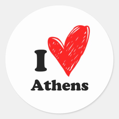 I love Athens Classic Round Sticker