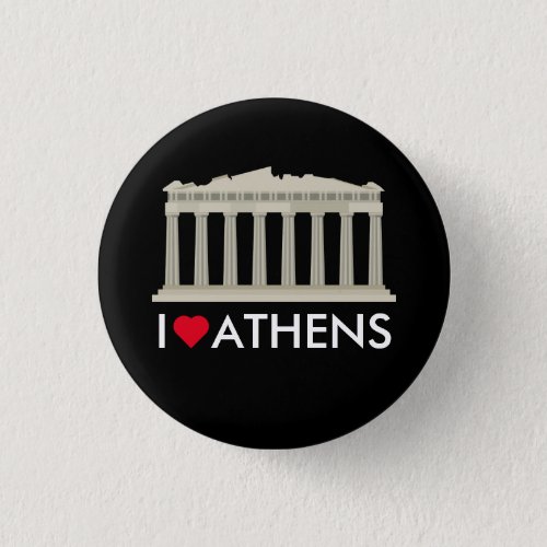 I Love Athens with Parthenon Acropolis Landmark Button