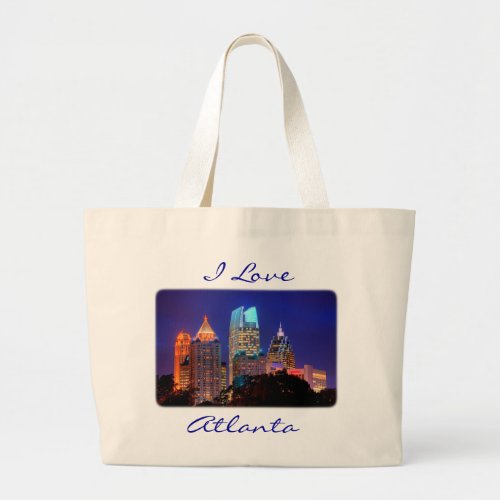 I Love Atlanta Skyline Canvas Budget Totebag Large Tote Bag