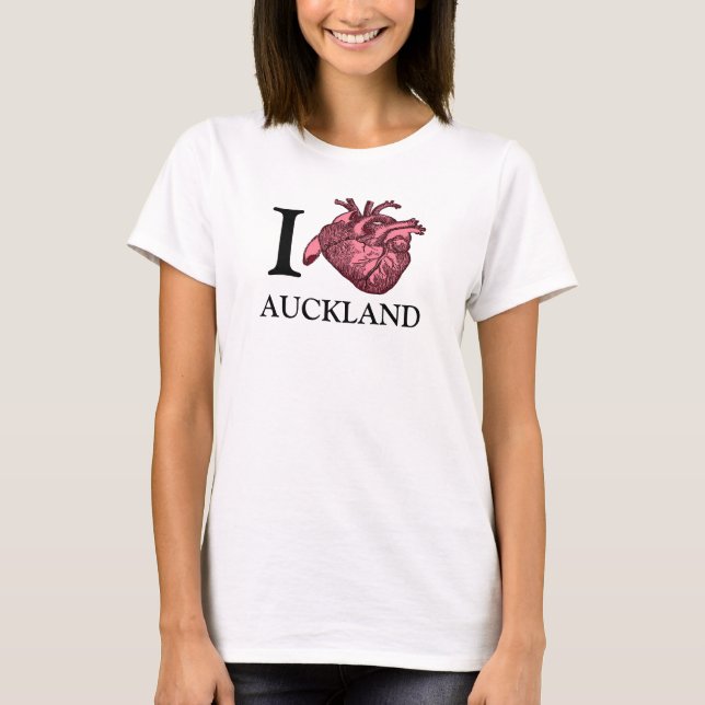 I Love Auckland anatomically correct heart T-Shirt (Front)