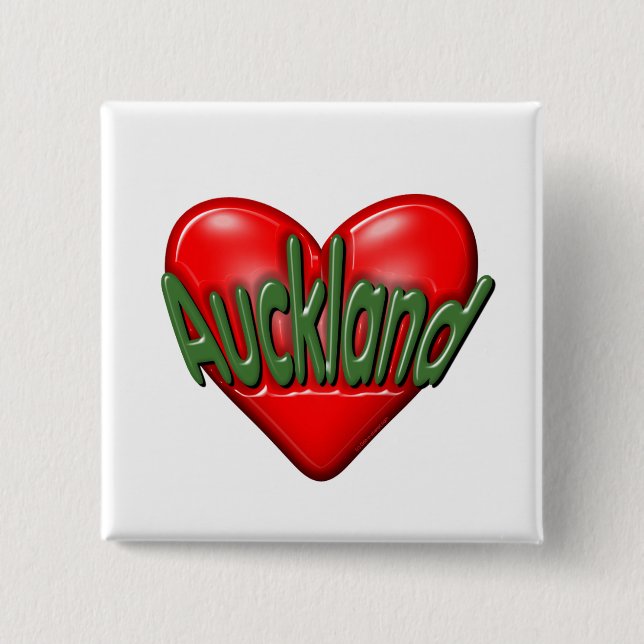 I Love Auckland Pinback Button (Front)
