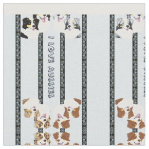 I Love Aussies Custom Cotton Fabric