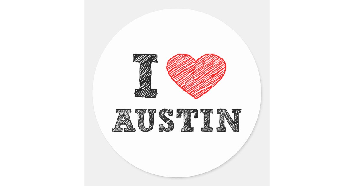 I Love Austin Classic Round Sticker 