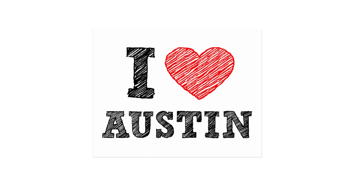 I Love Austin Postcard | Zazzle.com