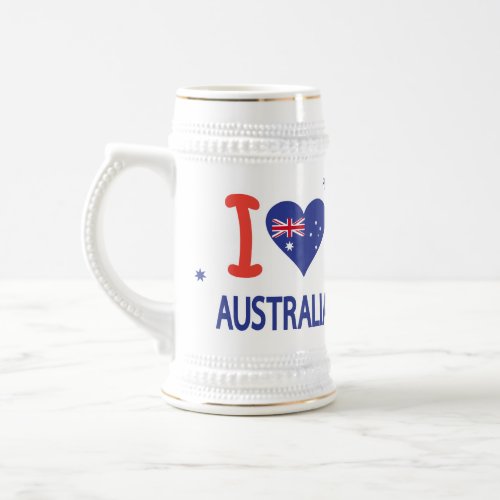 I LOVE AUSTRALIA Australia Day 26th January Beer Stein
