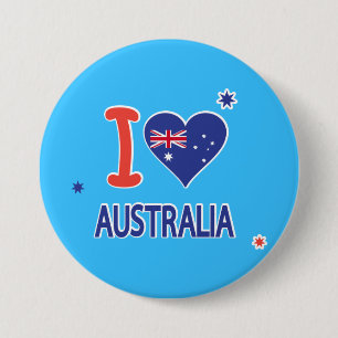 "I LOVE AUSTRALIA" Australia Day 26th January Button