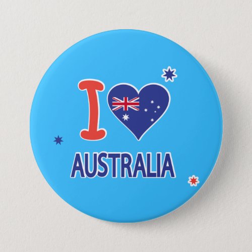 I LOVE AUSTRALIA Australia Day 26th January Button