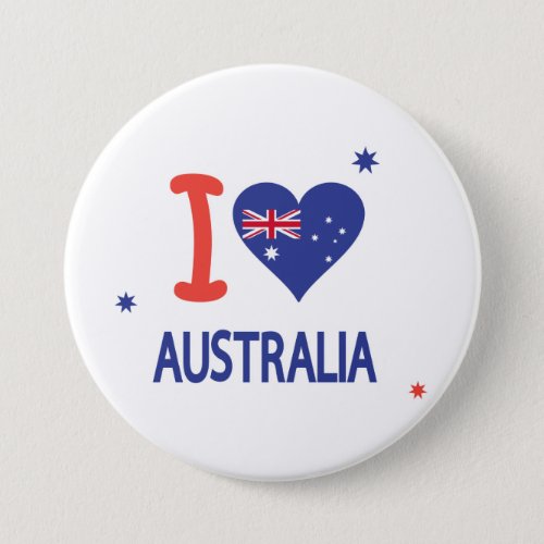 I LOVE AUSTRALIA Australia Day 26th January Button
