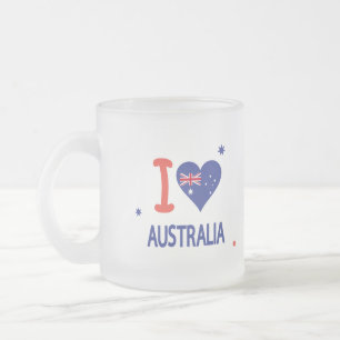 "I LOVE AUSTRALIA" Australia Day 26th January Frosted Glass Coffee Mug