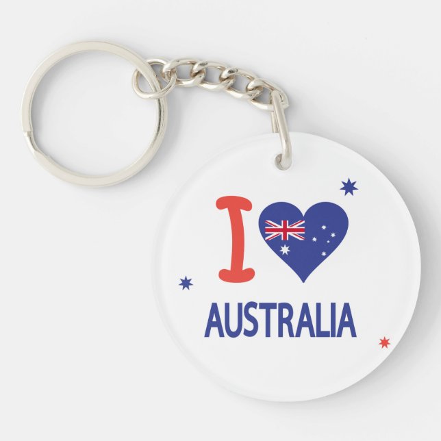 "I LOVE AUSTRALIA" Australia Day 26th January Keychain (Front)