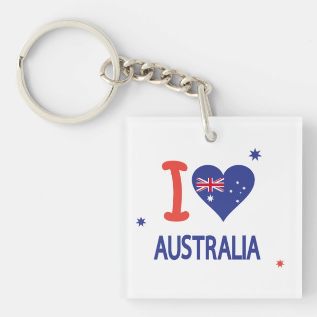 "I LOVE AUSTRALIA" Australia Day 26th January Keychain (Front)