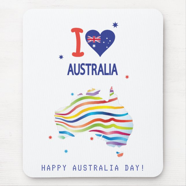 "I LOVE AUSTRALIA" Australia Day 26th January Mouse Pad (Front)