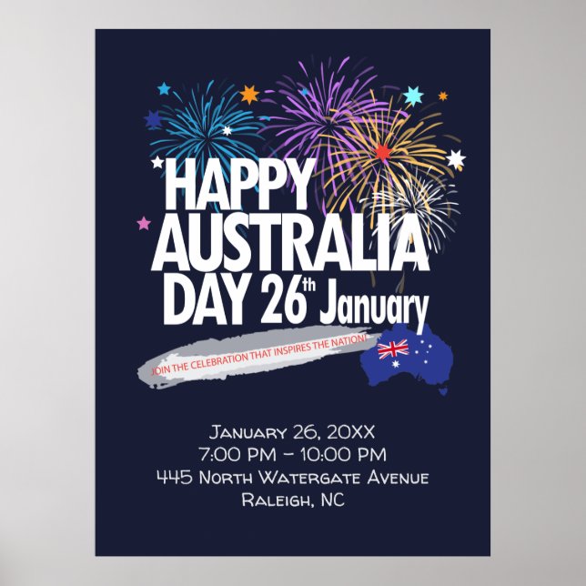 "I LOVE AUSTRALIA" Australia Day 26th January Poster (Front)