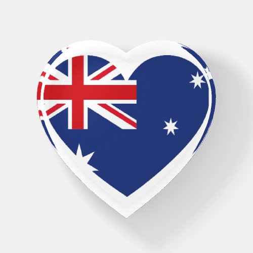 I Love Australia Australian Flag Heart Shaped Paperweight
