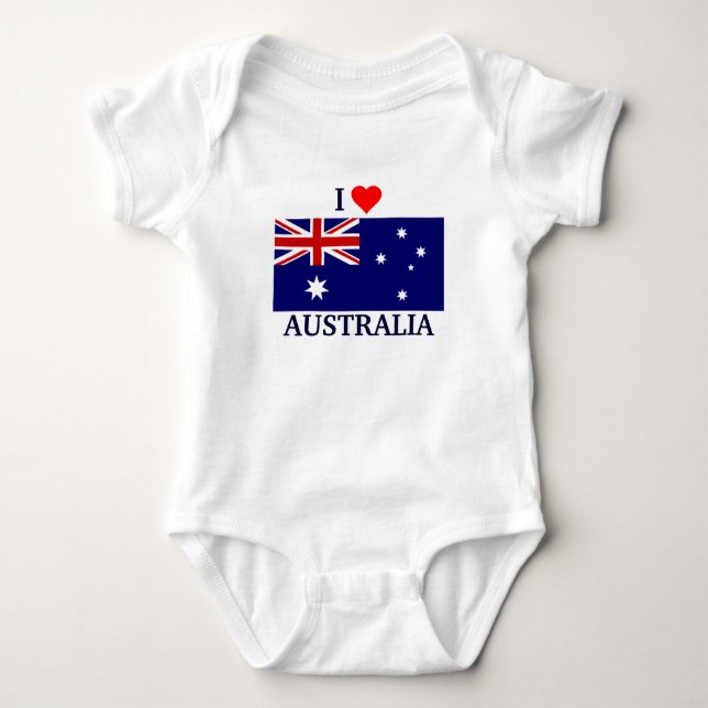 I Love Australia Baby Bodysuit (Front)