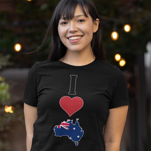 I Love Australia Fun I Heart Australian Flag Map  T_Shirt