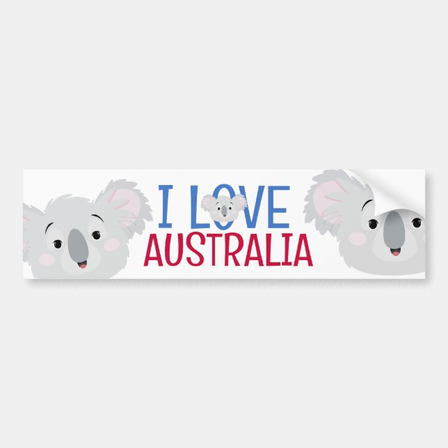 I Love Australia Gray Koala Bear  Bumper Sticker (Front)
